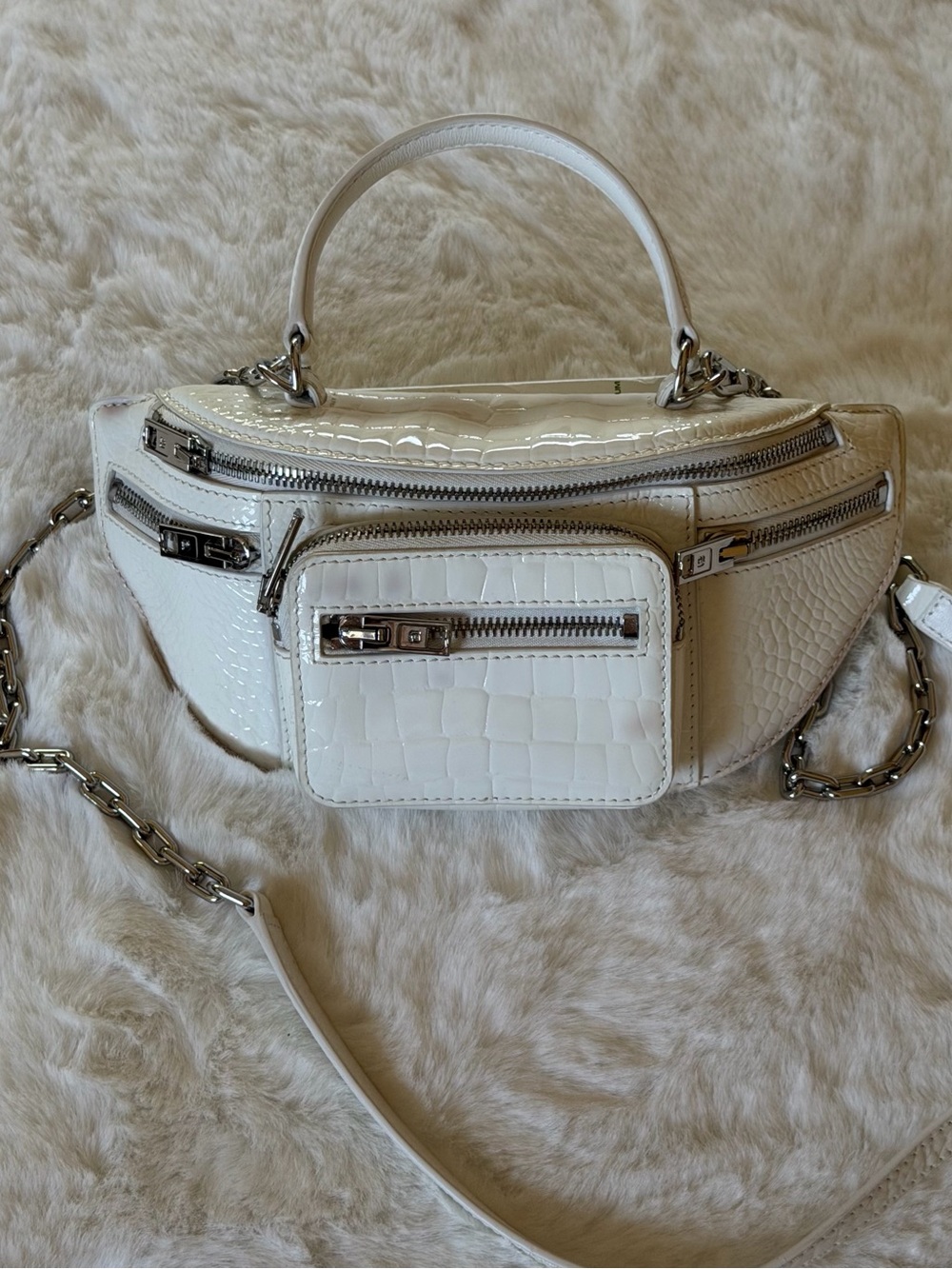 Alexander Wang White Croc Leather Mini Attica Bag